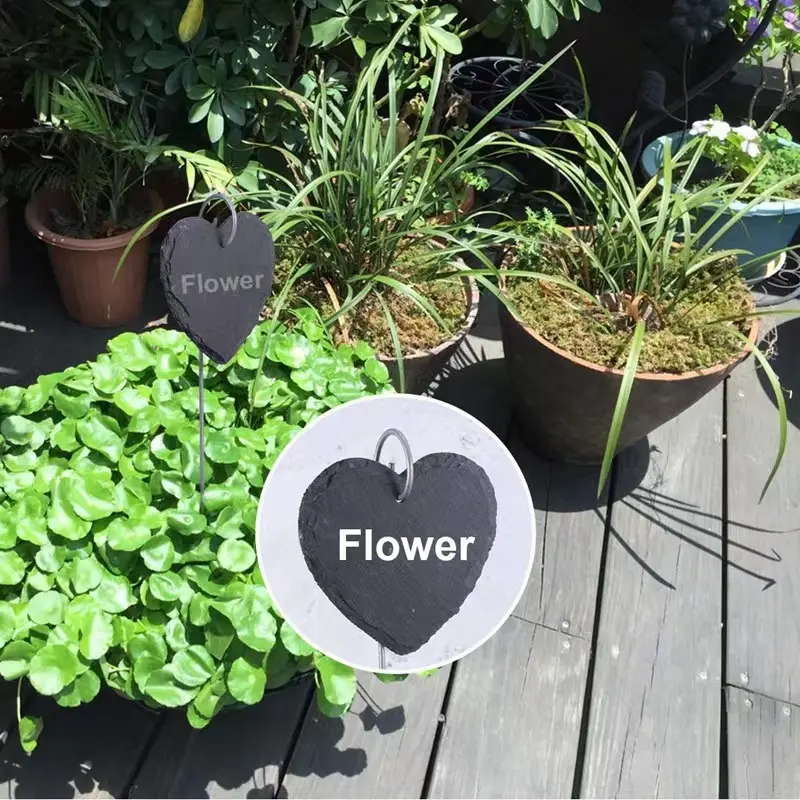 Dropshipping Popular Custom Durable Garden Decoration Supplies Garden Plants Flower plants Heart SLATE Sign Label Plant Label