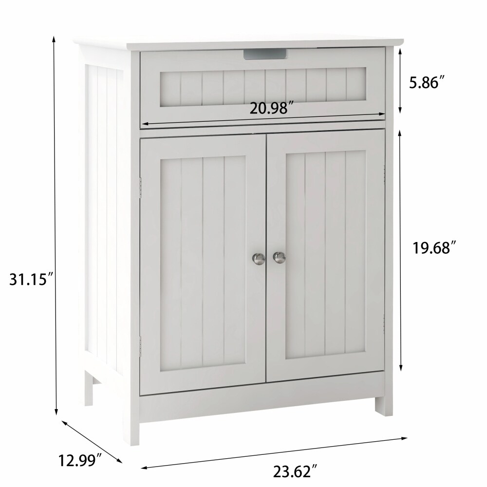 Bathroom Floor Cabinet Freestanding 2 Doors and 1 Drawer Wood