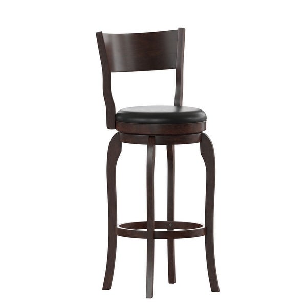 Classic Wooden Bar Stool with Bowed Frame and Upholstered Seat