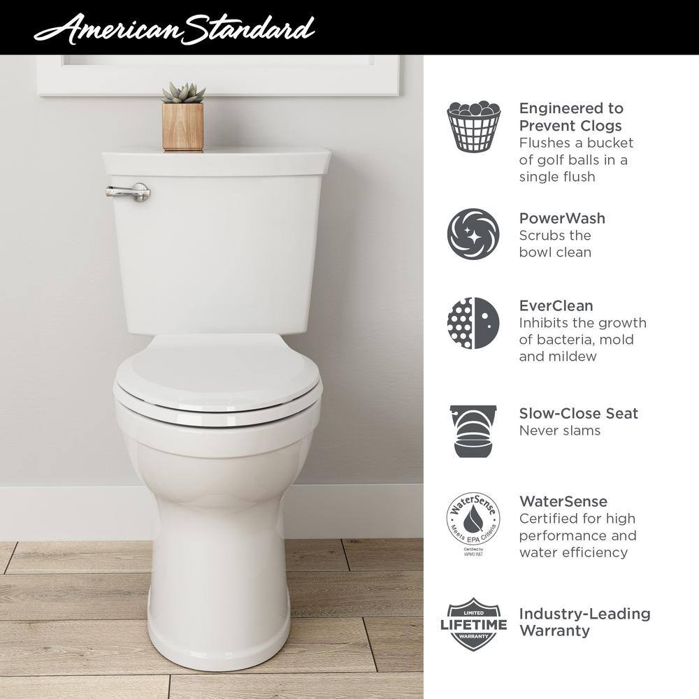 American Standard Champion Tall Height 2-Piece High-Efficiency 1.28 GPF Single Flush Elongated Toilet in White Seat Included 747AA107SC.020