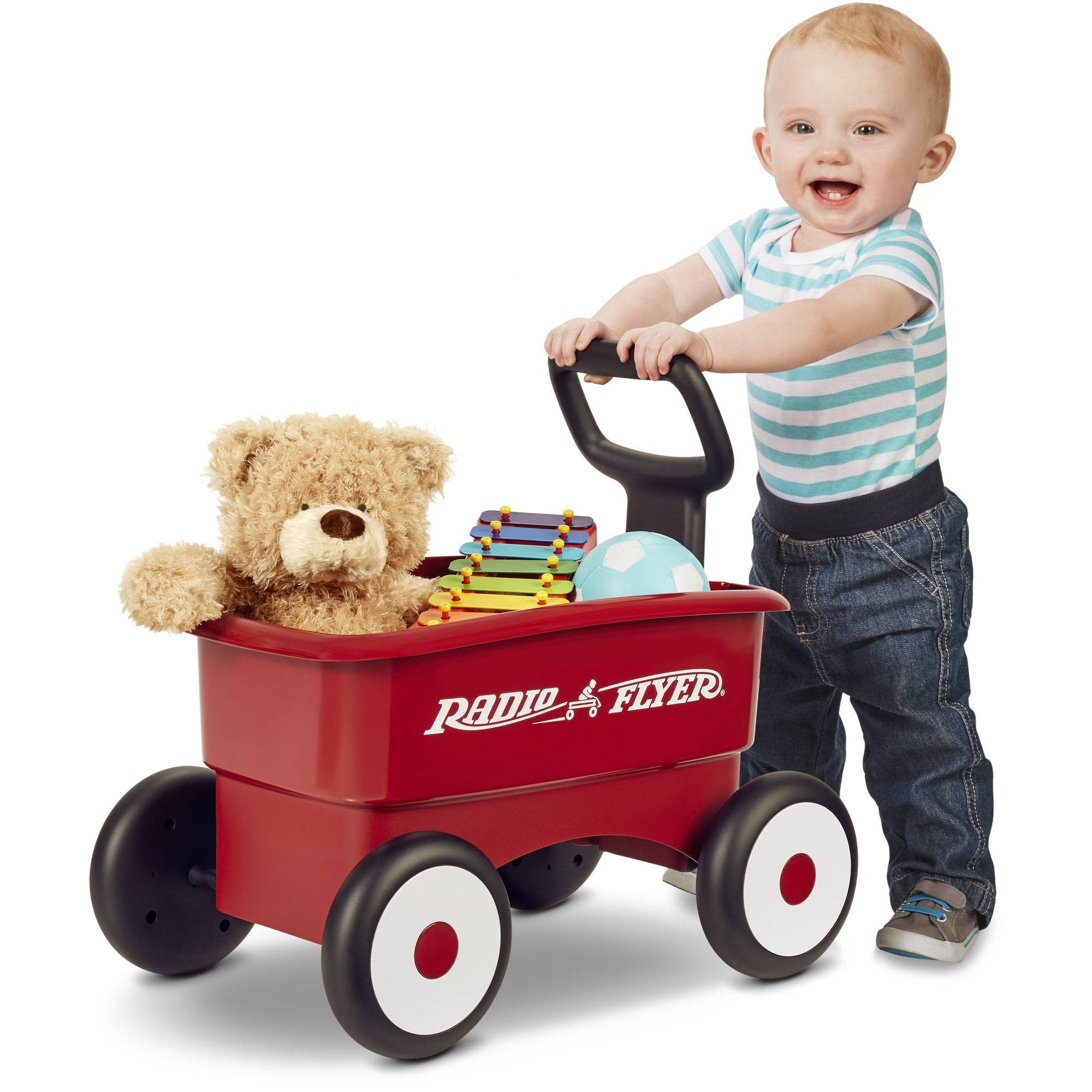 Radio Flyer, My 1st 2-in-1 Play Wagon Push Walker, Red