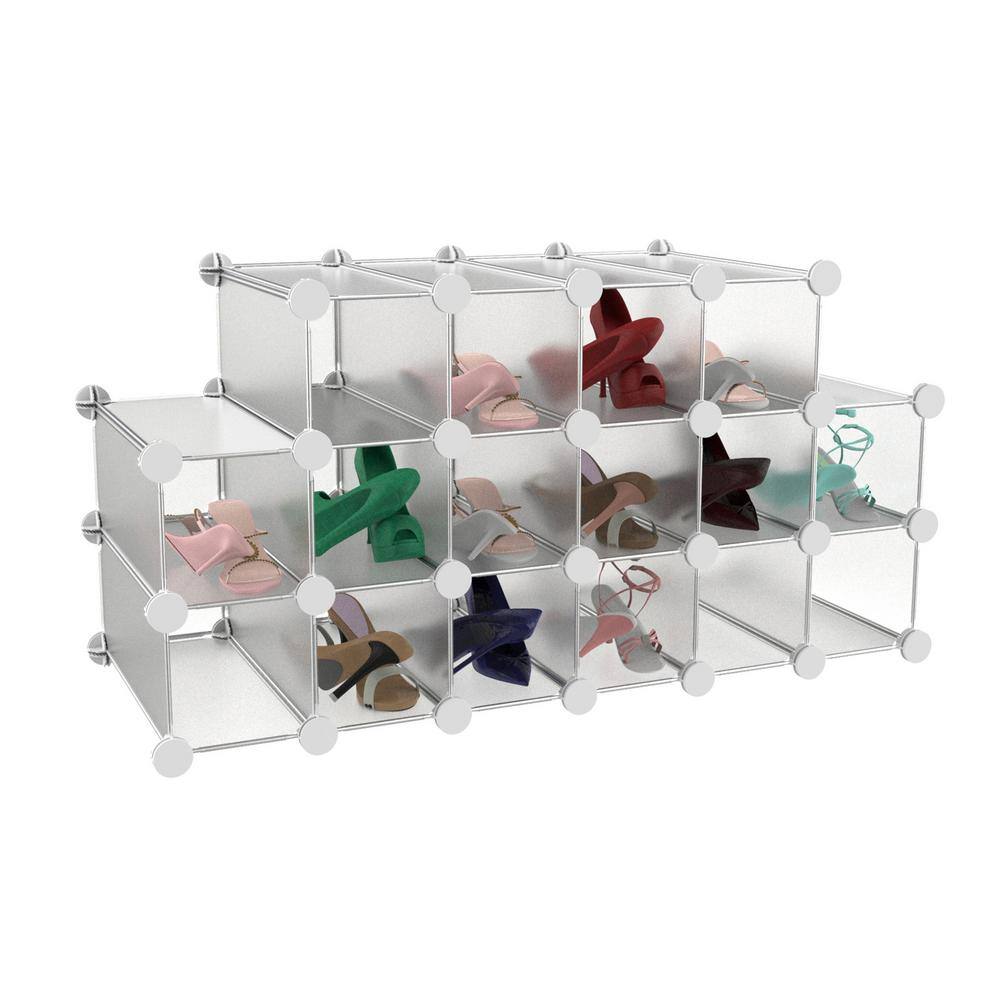 Lavish Home 29.5 in. H x 18.1 in. W x 30 in. D Metallic Metal 16-Cube Organizer HW0500039