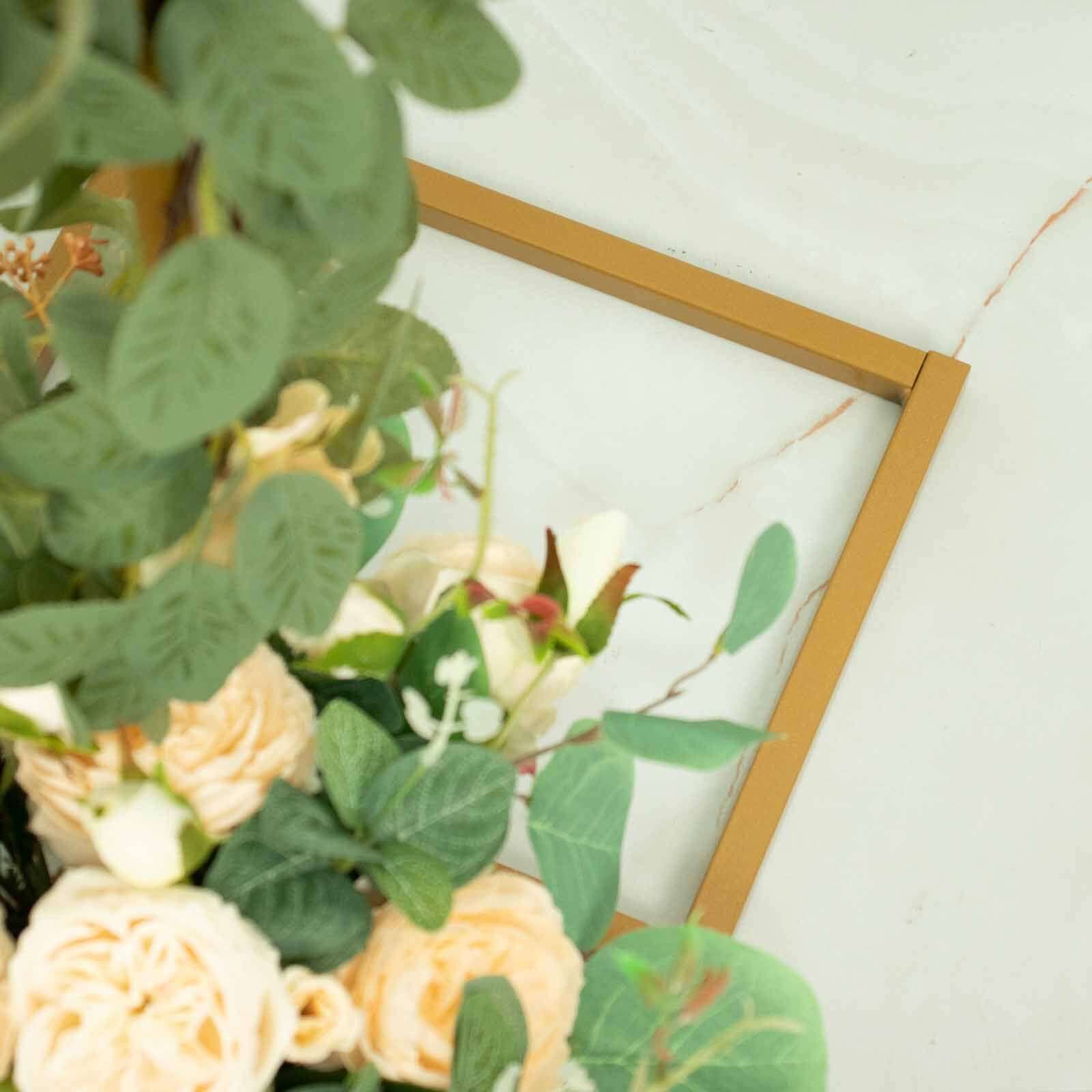 Set of 2 Gold Metal Curved Top Wedding Arch Frames, Balloon Flower Backdrop Stands 6ft, 8ft