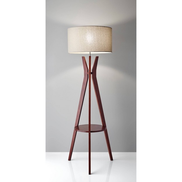 3 way Bedford Shelf Floor Lamp Brown Adesso