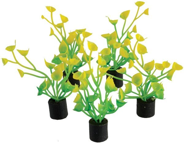 Underwater Treasures Mini Plant Yellow and Green Fish Ornament， 2-in， 5 count