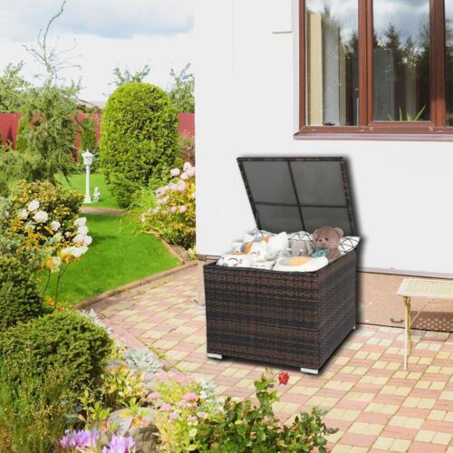 24" Deck Box Storage Bin Organizer Outdoor Garden Patio Wicker Brown