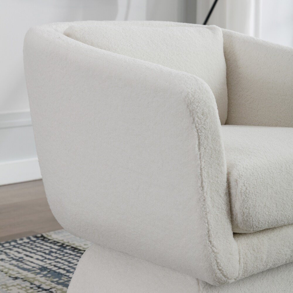 Boucle Upholstered Swivel Accent Arm Barrel Chair for Living Room