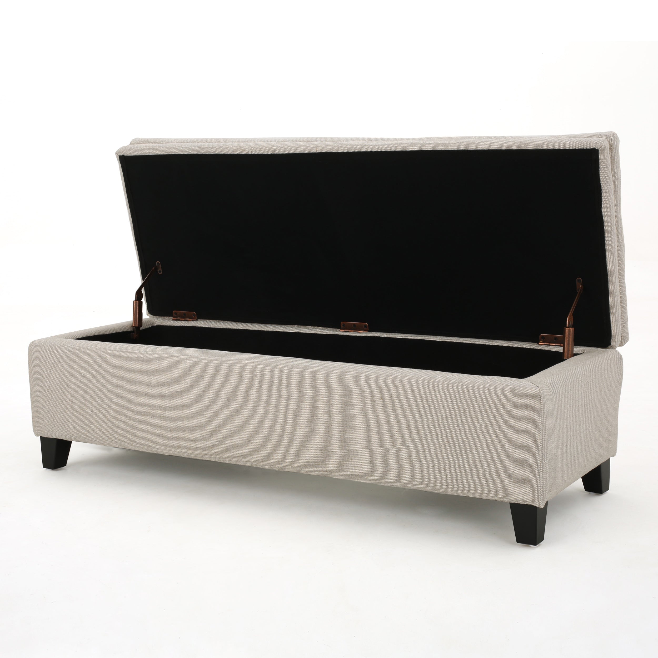 Sandford Contemporary Tufted Linen Storage Ottoman Bench