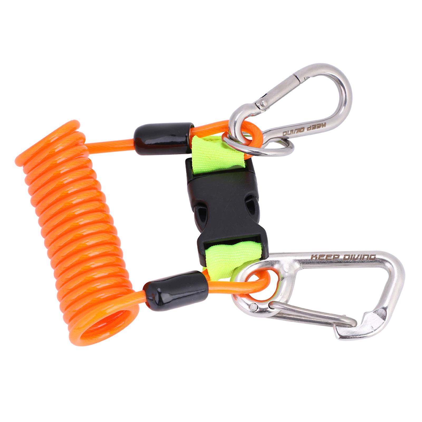 Keep Diving Anti Lost Spring Coil Lanyard Safety Emergency Tool With Quick Release (orange)