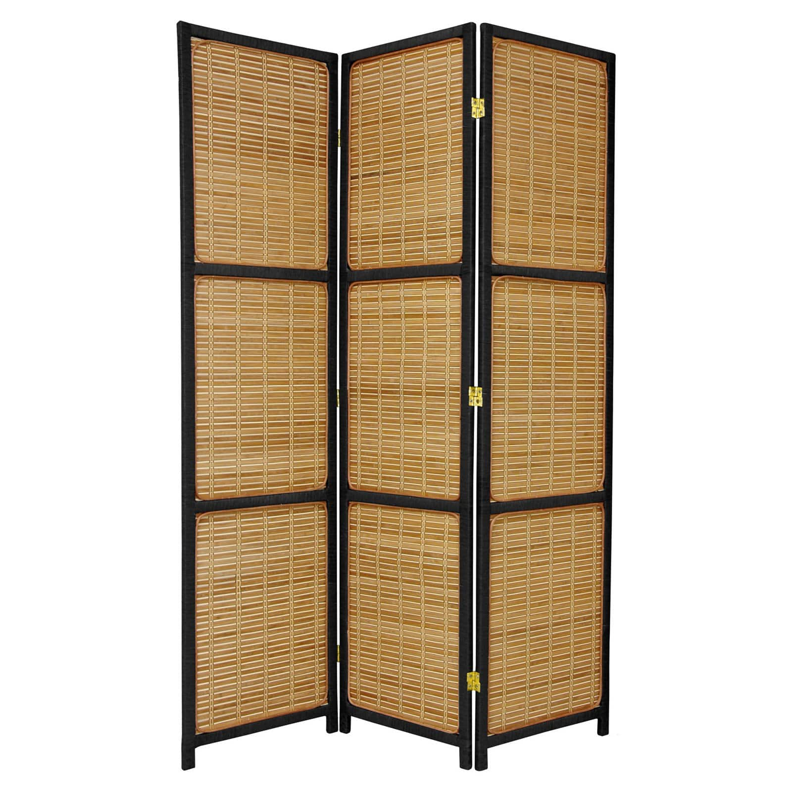 Oriental Furniture 6 ft. Tall Woven Accent Room Divider - 4 Panel - Black