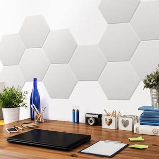 Art3dwallpanels 125 in. x 14 in. x 12 in. Peel and Stick White Hexagon Decorative Wall Paneling Soundproof Wall Panels (12 Pack) A19hd001WT12