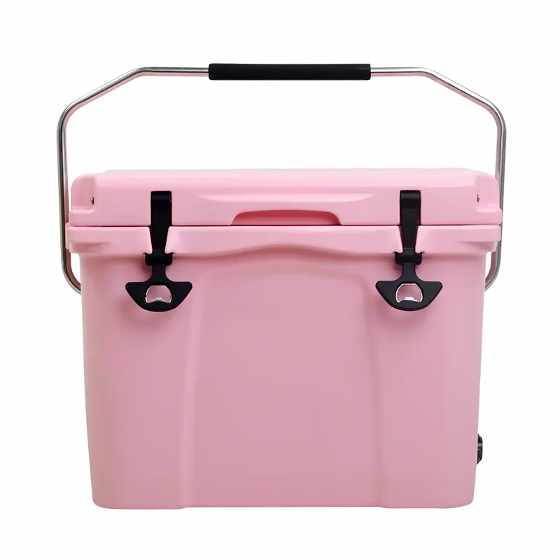 KEYI cute pink 20L cooler box thermal insulated hard cooler for outdoor hiking camping rotomolded cooler