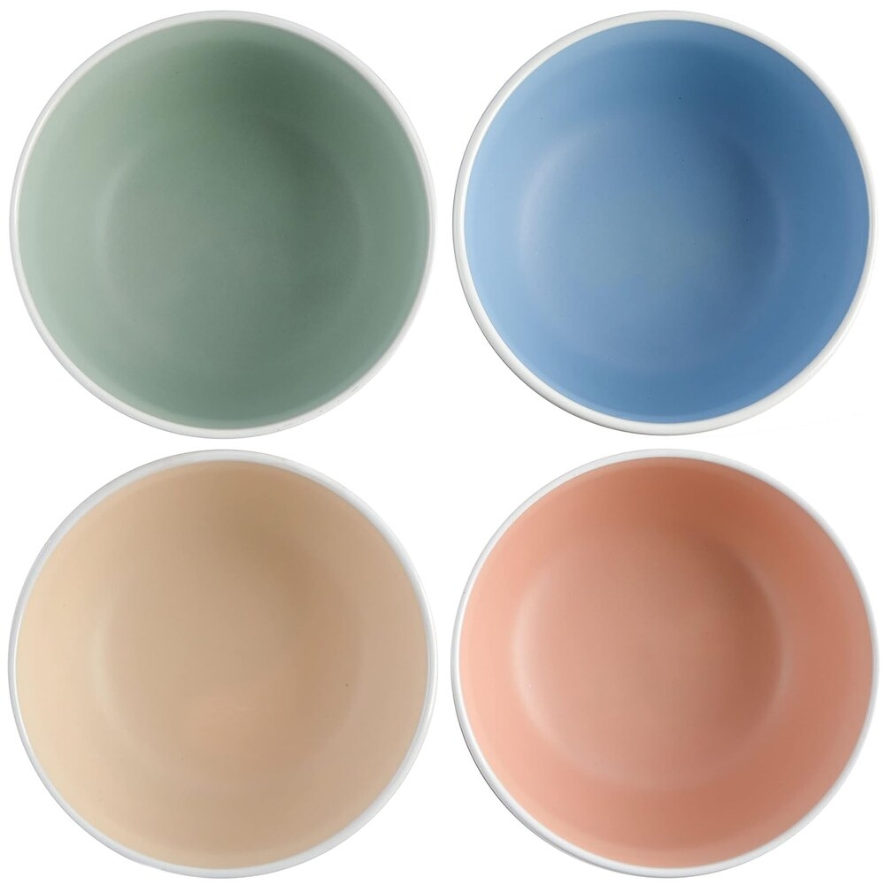 Spice By Tia Mowry Creamy Tahini 4 Piece Round Stoneware Cereal Bowl Set in Assorted Matte