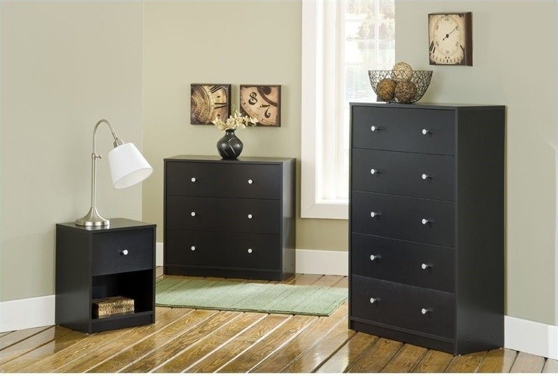 Atlin Designs Contemporary 5 Drawer Engineered Wood Chest in Black   Transitional   Dressers   by Homesquare  Houzz