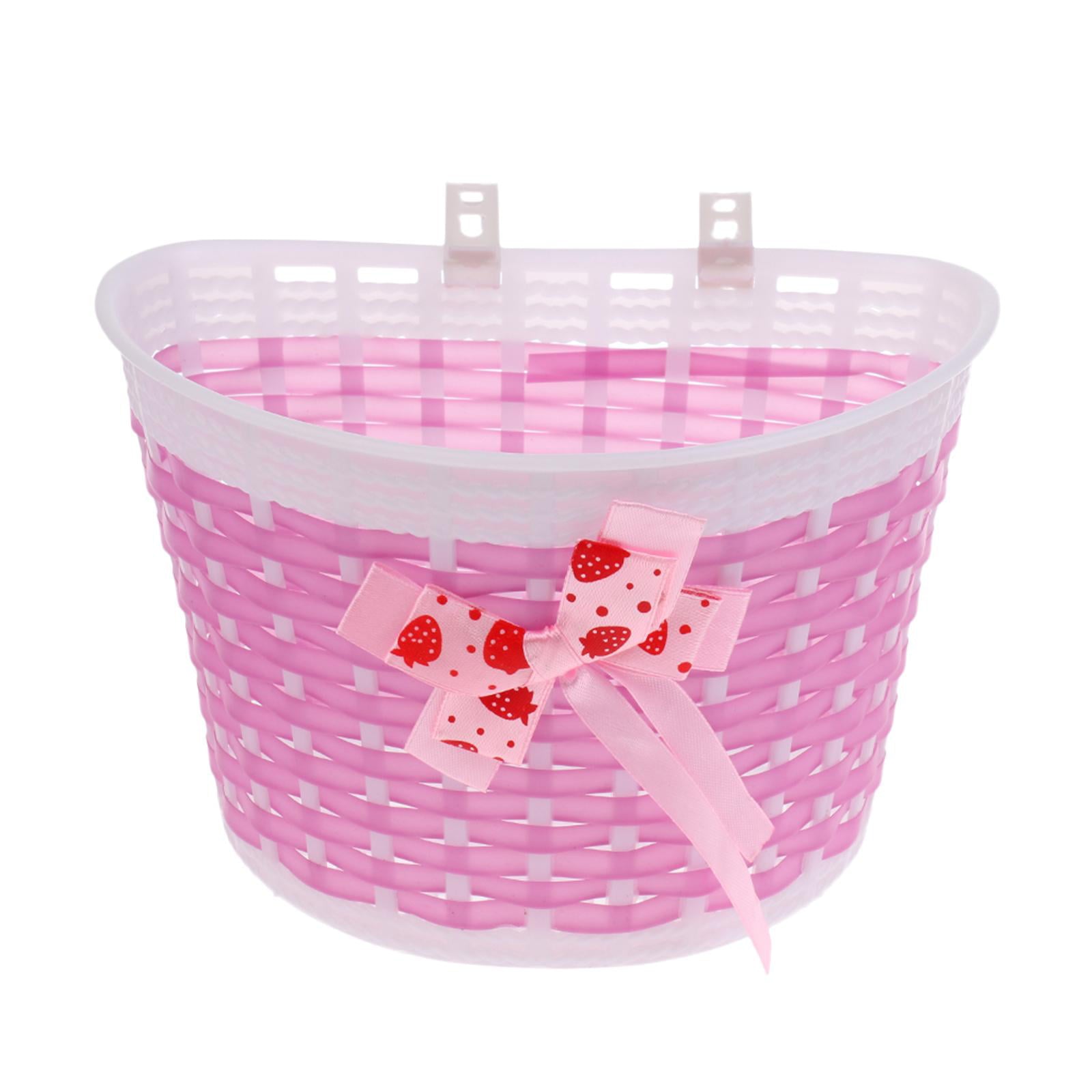 2 Pieces Childrens Kids Girls Bike Bowknot Front Basket with Flowers