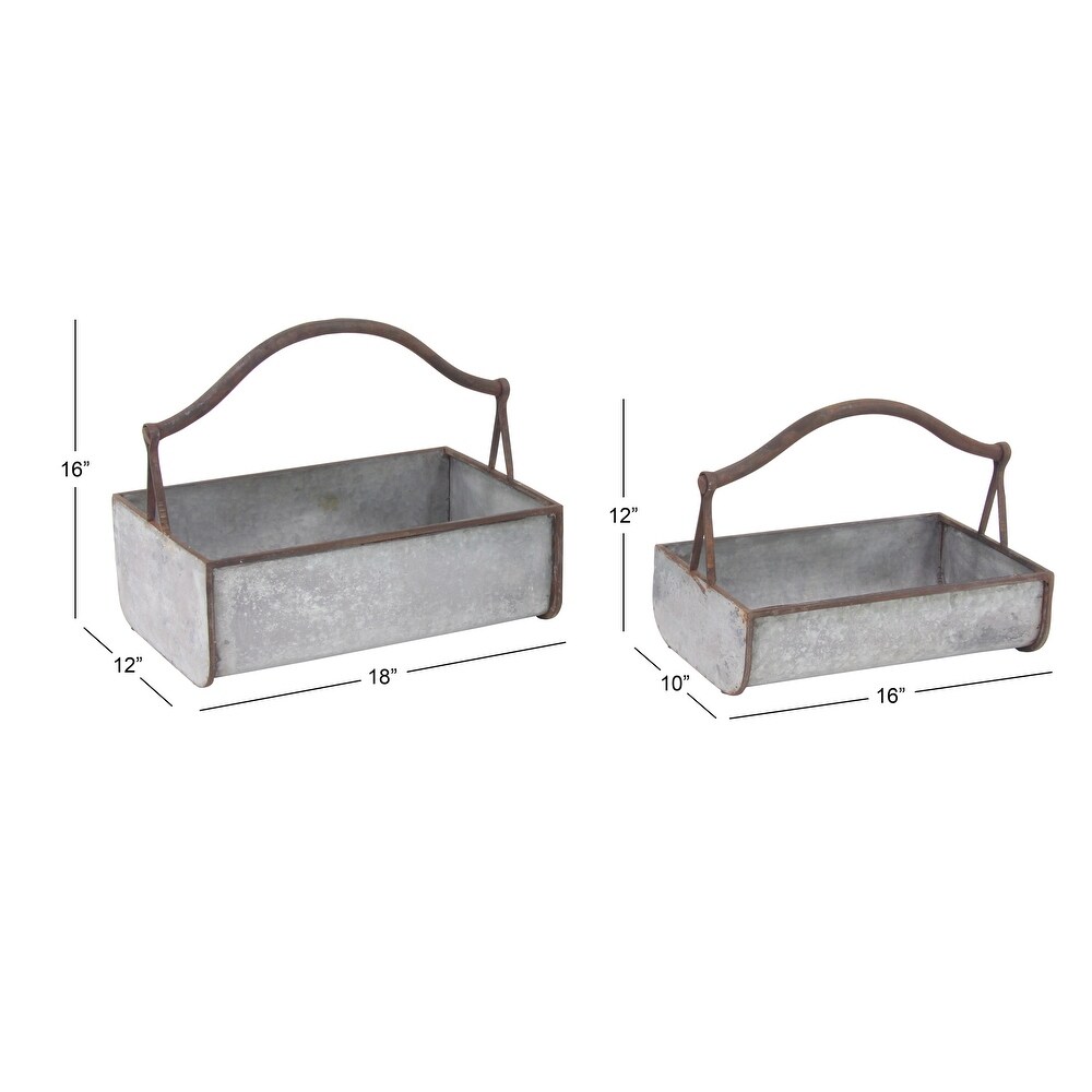 Grey Iron Farmhouse Planter (Set of 2)   18 x 12 x 16