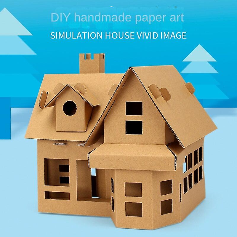 Diy Production Material Package Graffiti Carton Creative Assembly Cottage House Student Cardboard Kids Handmade Games Puzzles