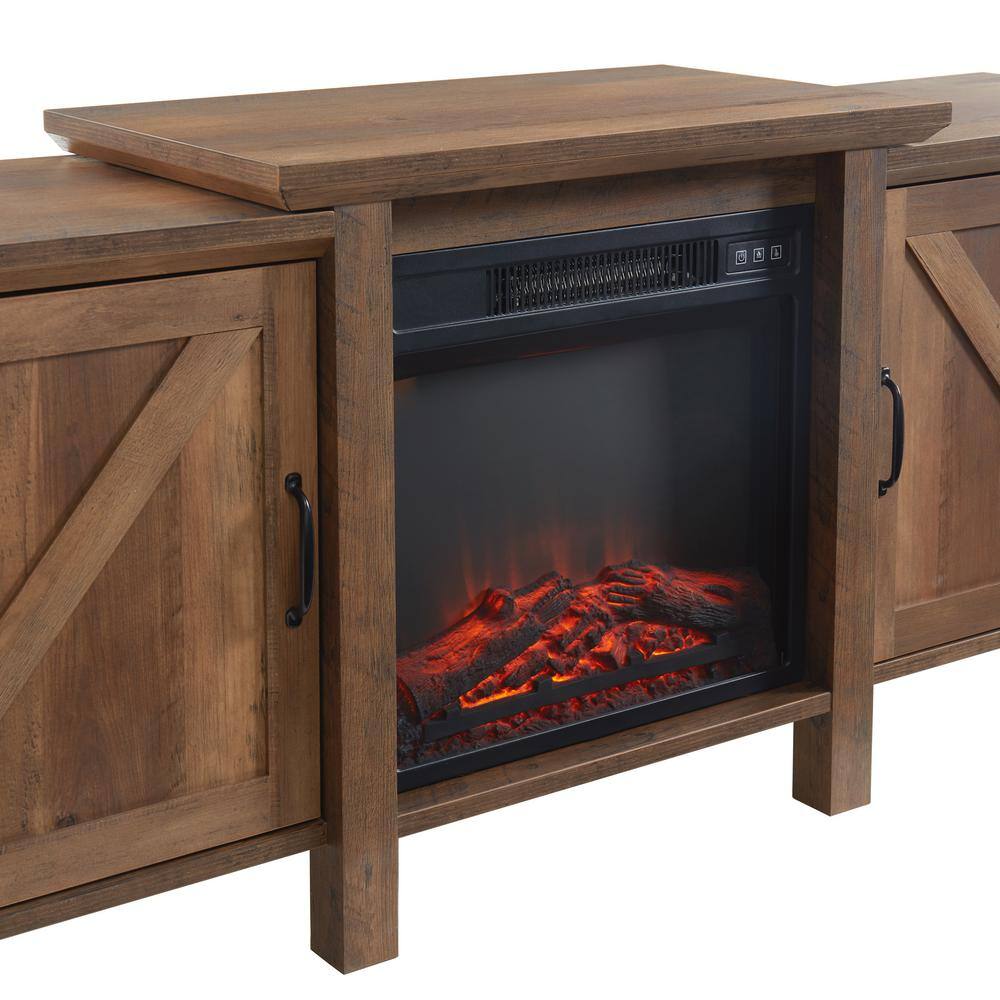 CASAINC 63 in. Freestanding Wooden Electric Fireplace TV Stand in Rustic Oak CA-WMTVS015-RSO