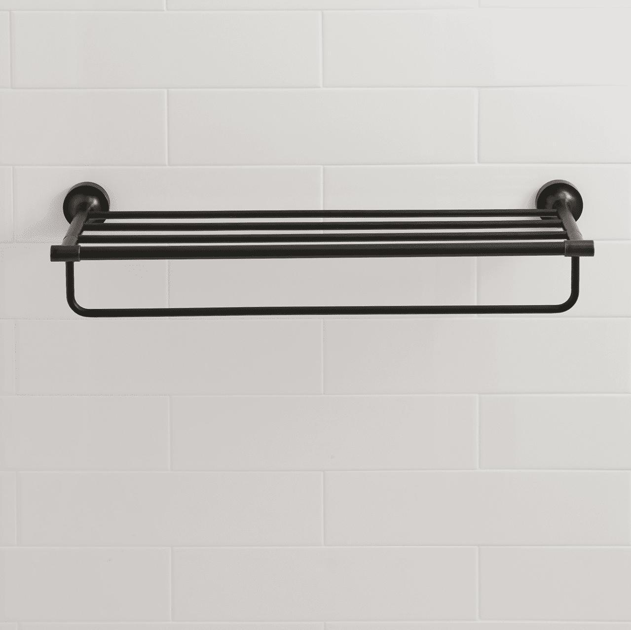 Better Homes and Gardens Holbrook 24 Towel Rack With Item Storage， Oil Rubbed Bronze