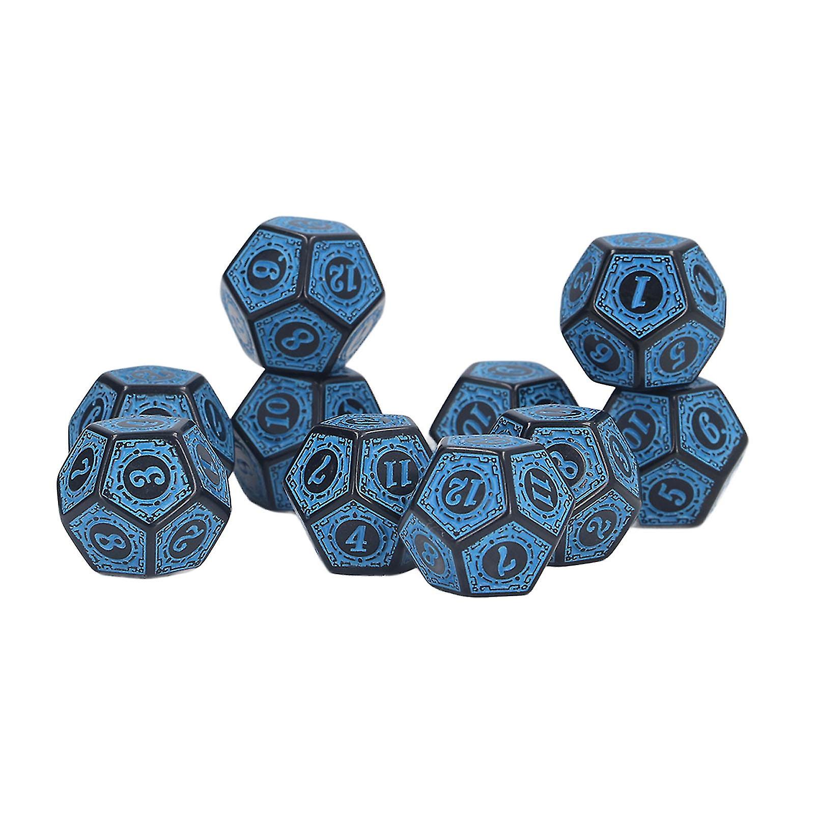 10pcs Polyhedral Dice Set Children Acrylic Portable Dice Board Game Props for Holiday Party 12 Sides