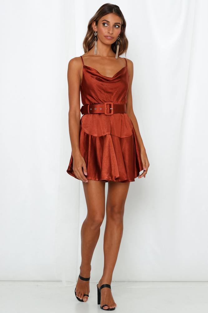 Kiss You Tonight Dress Brown