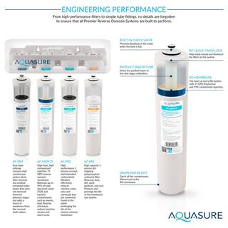 AQUASURE Premier PRO 100 GPD Reverse Osmosis Water Filtration System with LED Indicating Chrome Faucet AS-PR100P