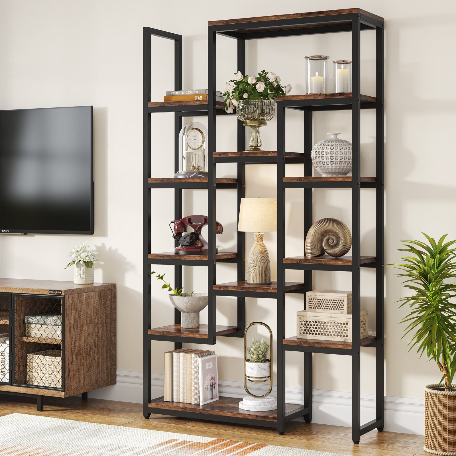 70.9 Bookshelf Display Bookcase with 12 Open Shelves