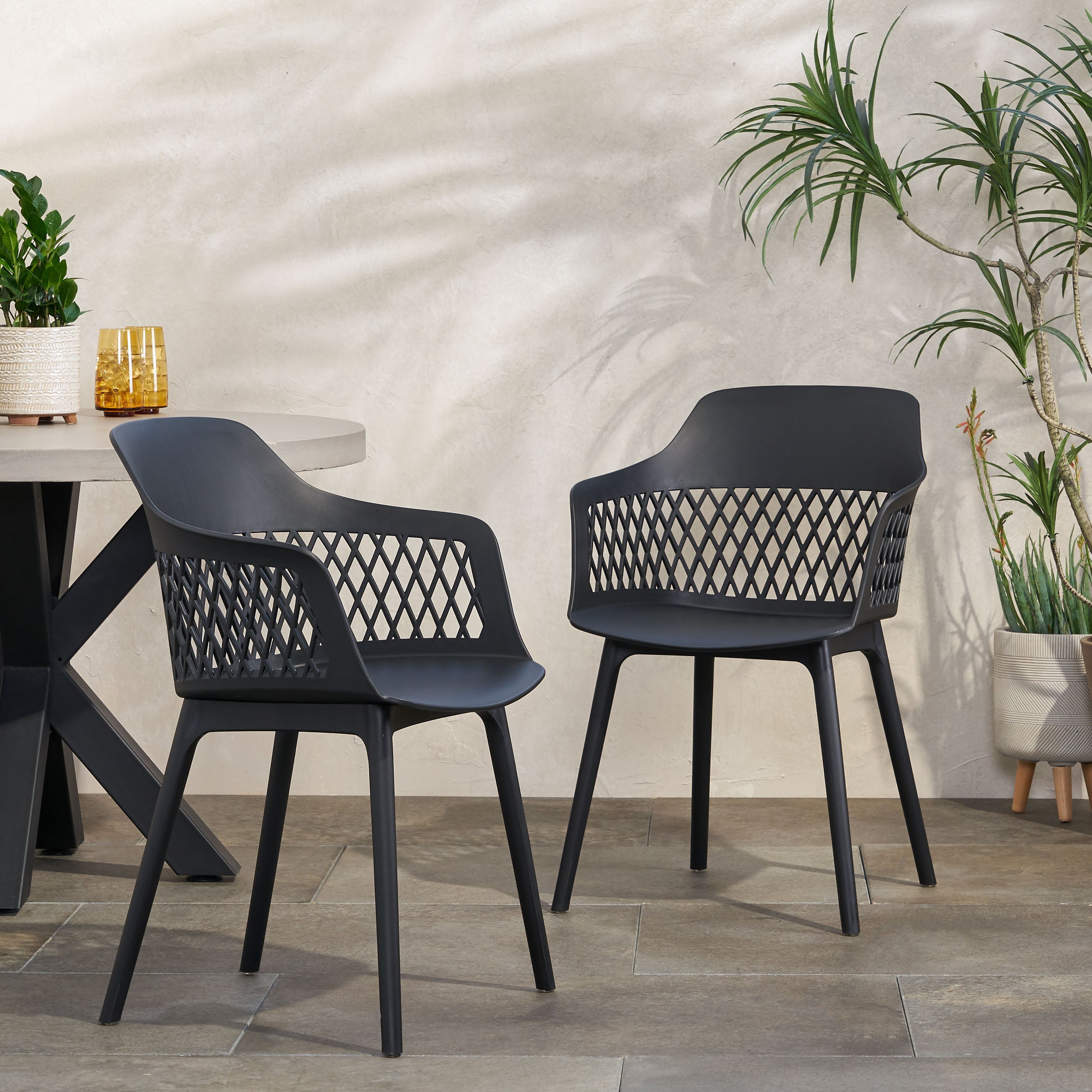 Airyanna Outdoor Modern Dining Chair (Set of 2)