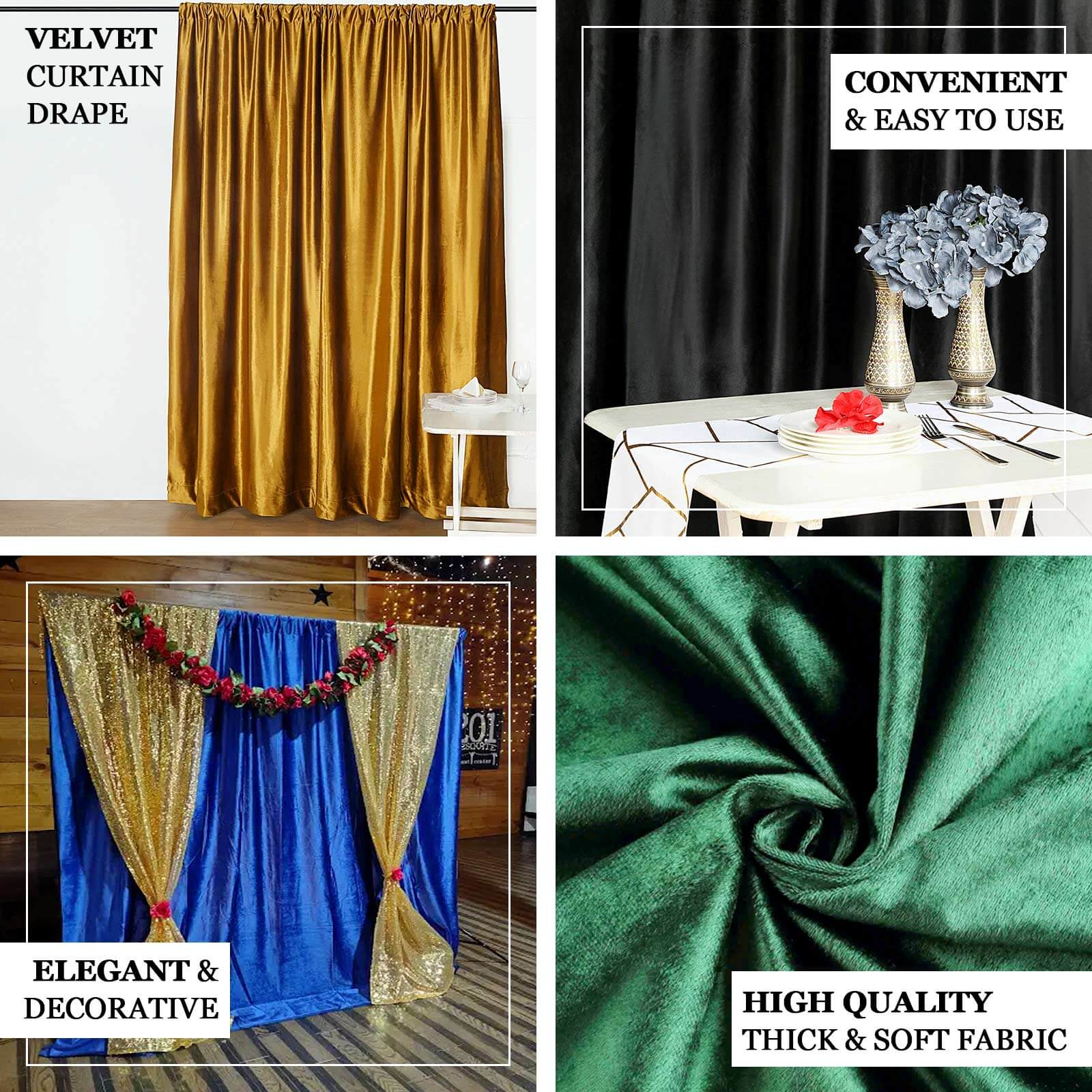 Ivory Premium Smooth Velvet Backdrop Drape Curtain, Privacy Photo Booth Event Divider Panel with Rod Pocket - 8ftx8ft