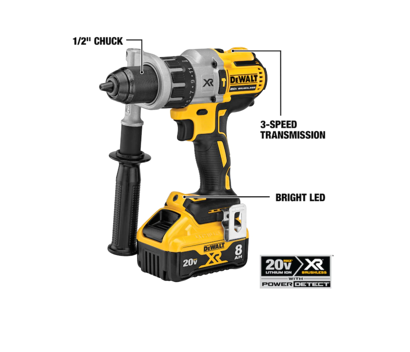 DEWALT DCK299D1W1 Power Detect XR POWER DETECT 2-Tool 20-Volt Max Brushless Power Tool Combo Kit with Soft Case (2-Batteries and charger Included)