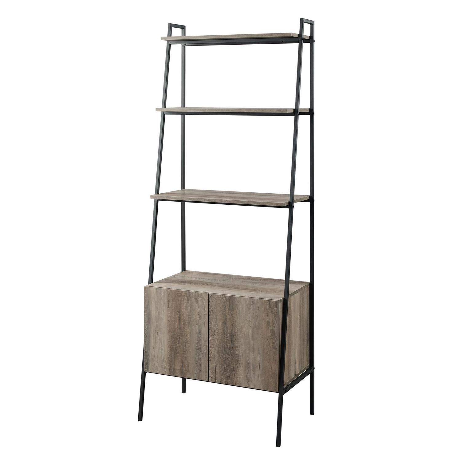 Woven Paths Urban Industrial 4-Shelf Ladder Bookcase， Grey Wash