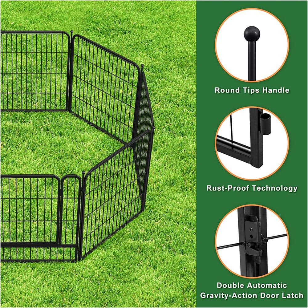 FENCY 32 in. Black Metal Decorative Outdoor Garden Border Fence HD-A-HW89029