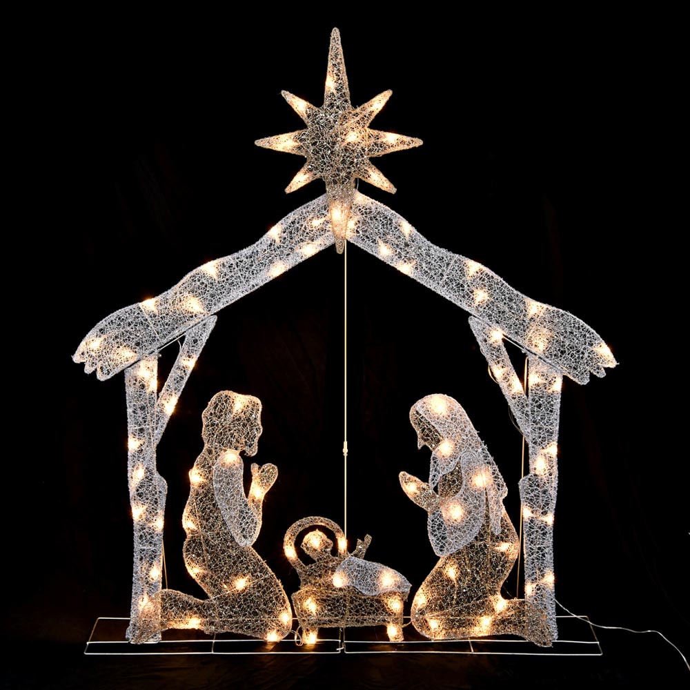 Yescom Pre-Lit Nativity Scene Xmas Decoration Holy Family 4ft 80 LEDs