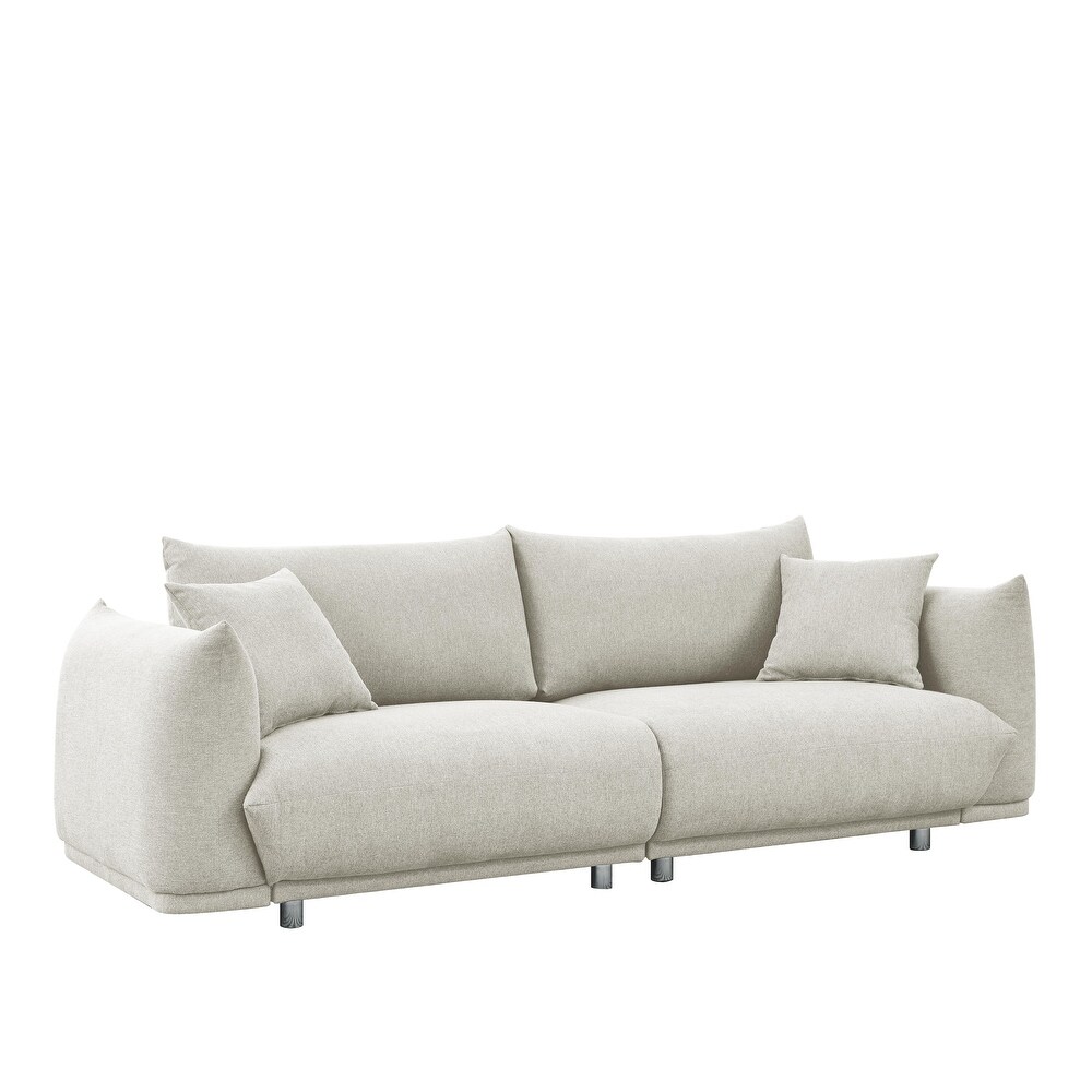 Modern Fabric Sofa  Removable Pillows  Sturdy Frame