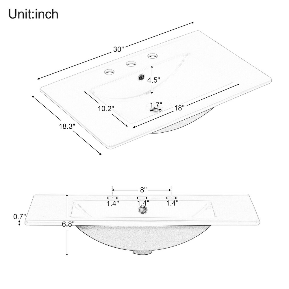 Multifunction Vanity with Ceramic Sink  Bathroom Sink Counter  Open Storage Shelf with 2 Drawers  Toilet Standing Cabinet