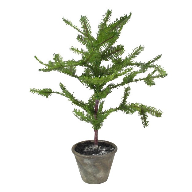 Green Artificial Mini Pine Tree In Paper Mache Pot