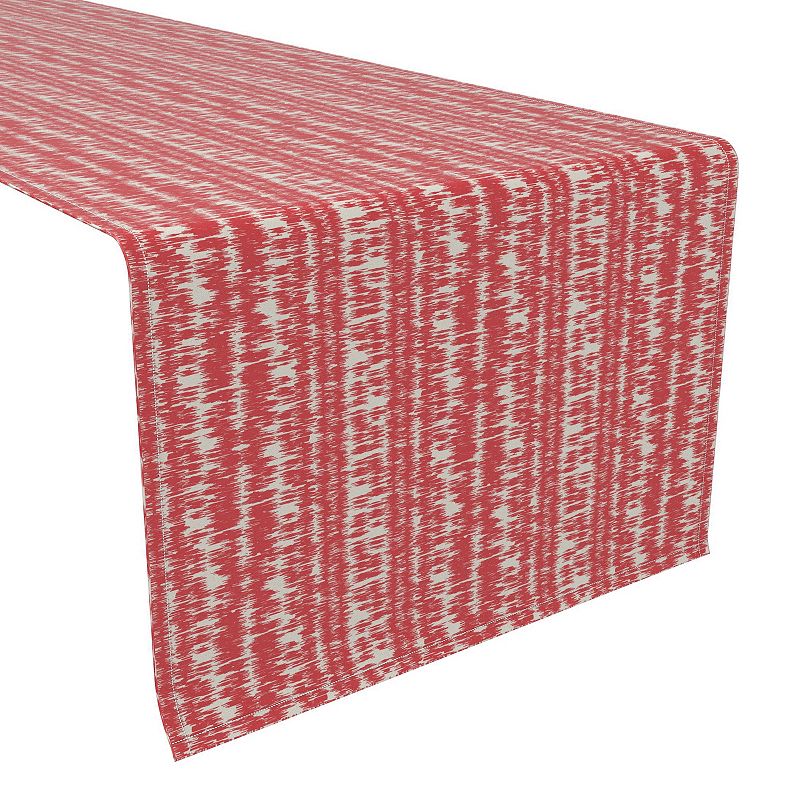 Table Runner， 100% Polyester， 12x72， Red Ikat Design