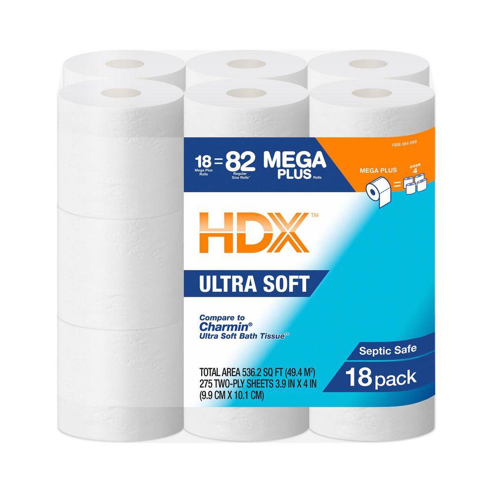 HDX Ultra-Soft Toilet Paper (275-Sheets Per Roll 18-Rolls Per Pack) 37123