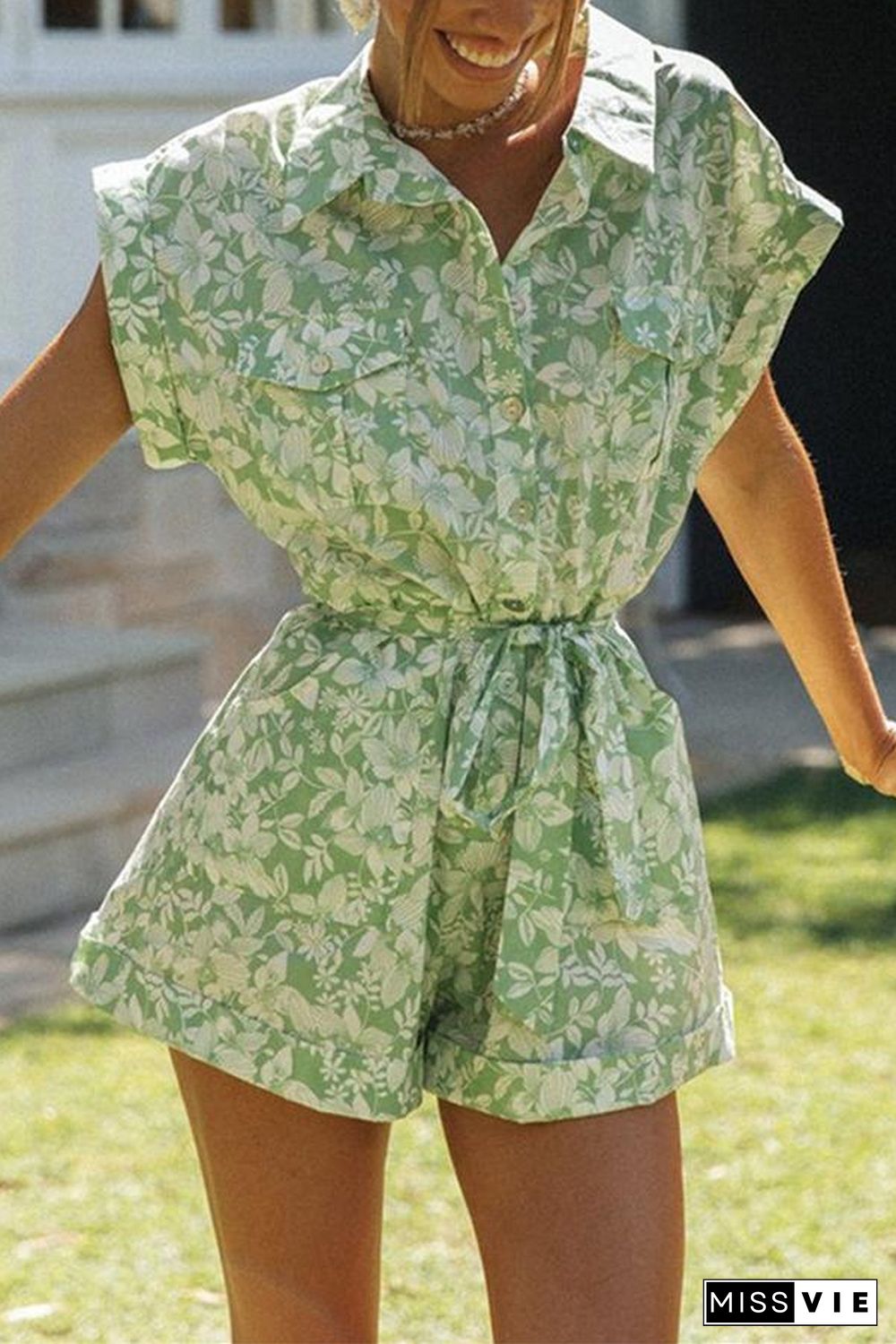 Little Miss Floral Tie Front Casual Romper