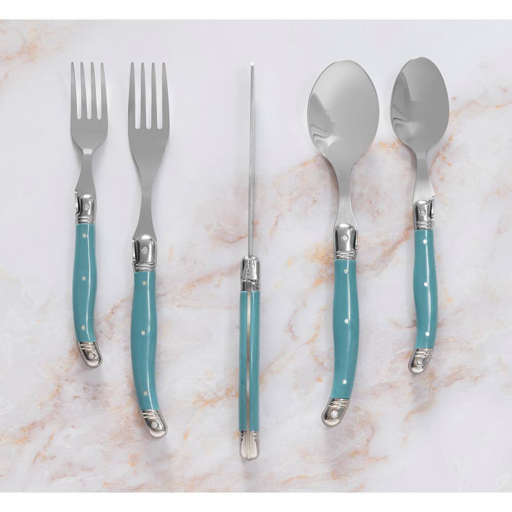 French Home Laguiole 20-Piece Aegean Teal Stainless Steel Flatware Set (Service for 4) LG132