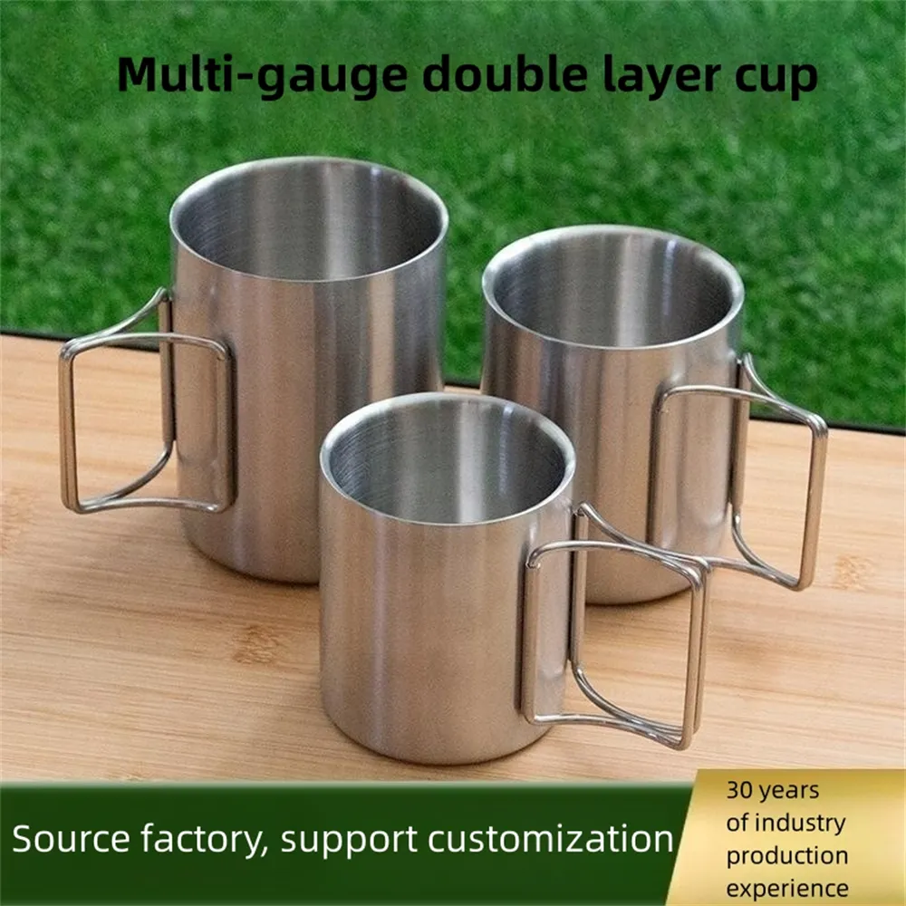 Durable Outdoor Travel Best Target Twin Wall Foldable Wholesale 304 Stainless Steel Camping Cup