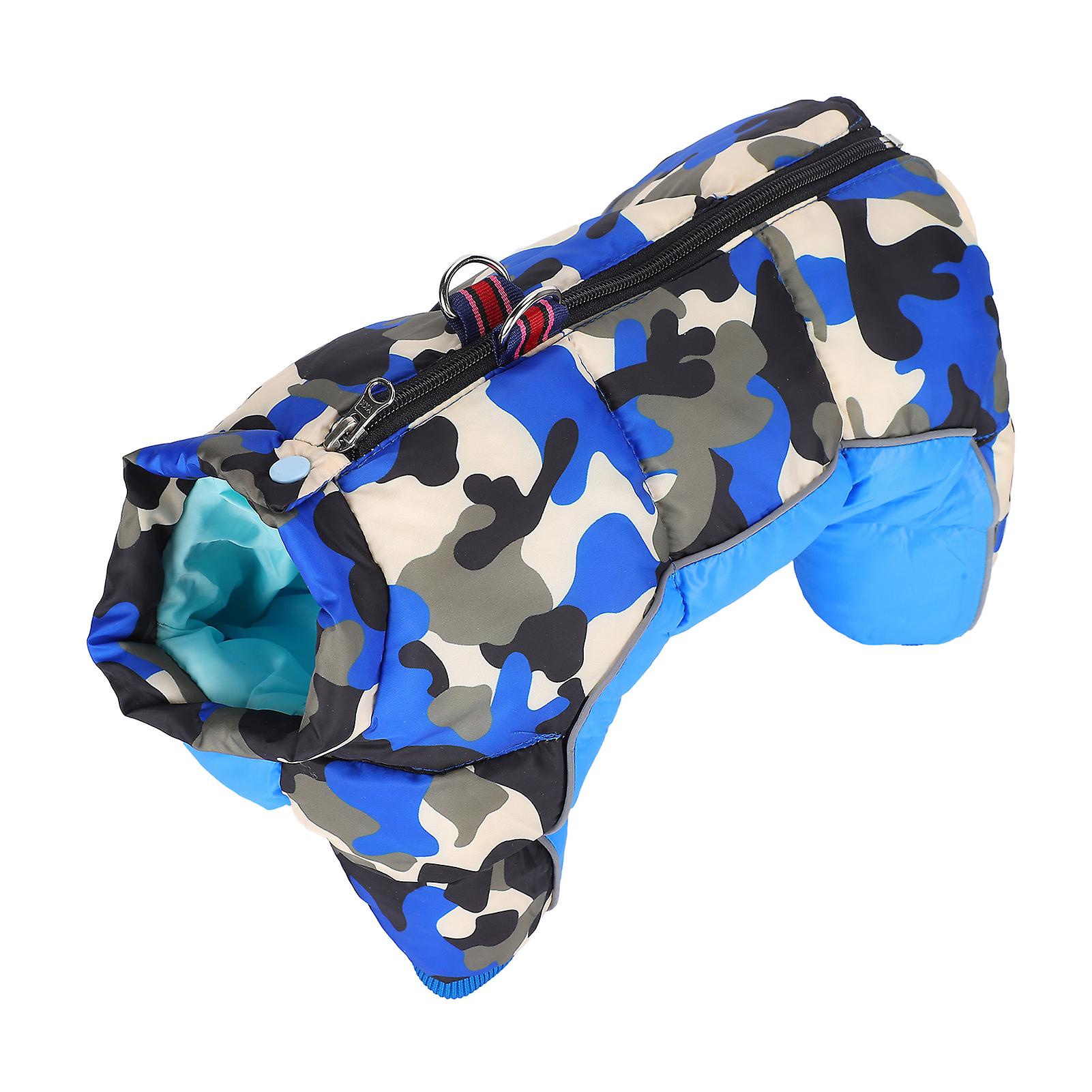 Pet Dog Winter Keep Warm Windproof Clothes Clothing Four Legs Back Zipper Blue Camouflage10#