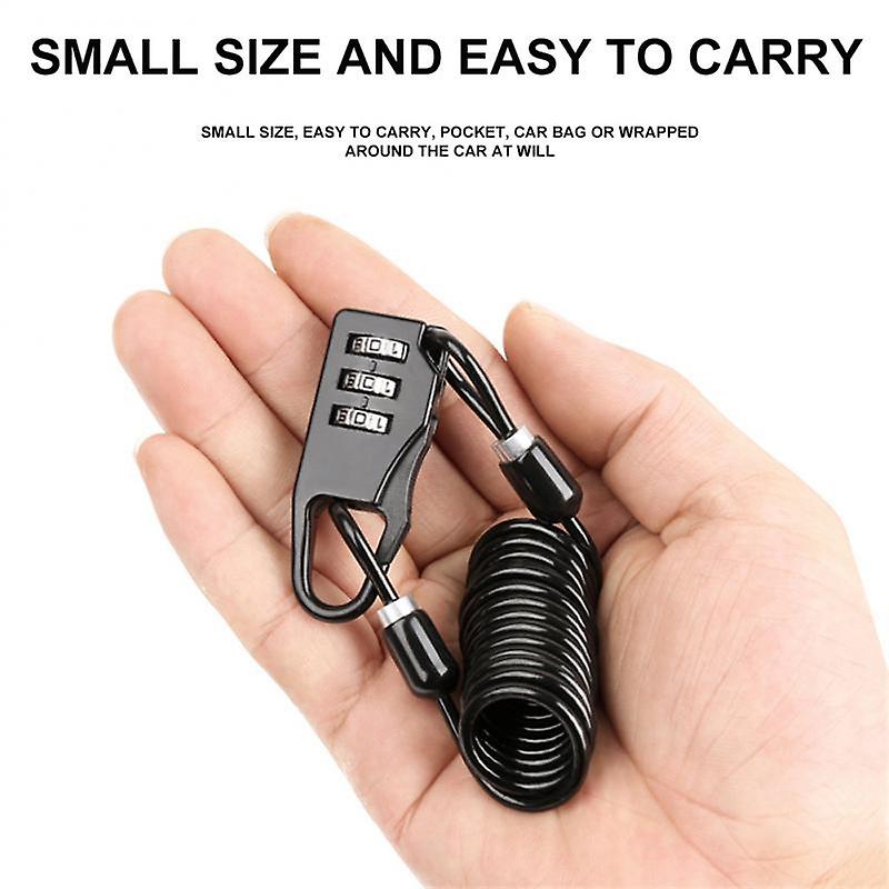 Helmet Lock Portable Steel Cable Lock 3 Digit Password Combination Bicycle Helmet Lock Mountain Bike Wire Lock Bike Accessories