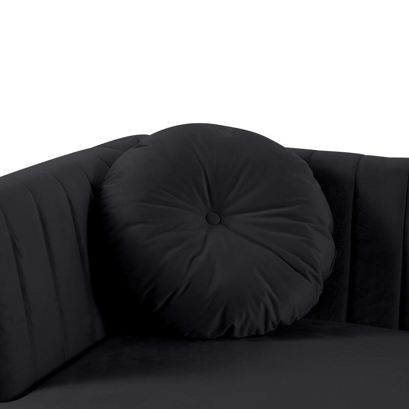 Chloe Black Velvet Sectional Sofa Chaise With Usb Charging Port   Midcentury   Sectional Sofas   by BisonOffice  Houzz