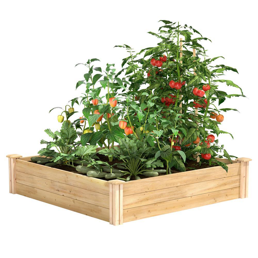 Greenes Fence 4 ft. x 4 ft. x 10.5 in. Original Cedar Raised Garden Bed RC4T12B