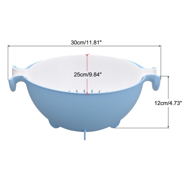 Unique Bargains Kitchen Strainer Colander Plastic Food Strainer With Dual Handles Washing And Drain Basket