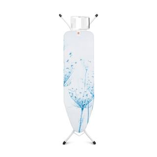 Brabantia Ironing Board B 49 x 15 in with Steam Iron Rest Cotton Flower Cover and White Frame 111723