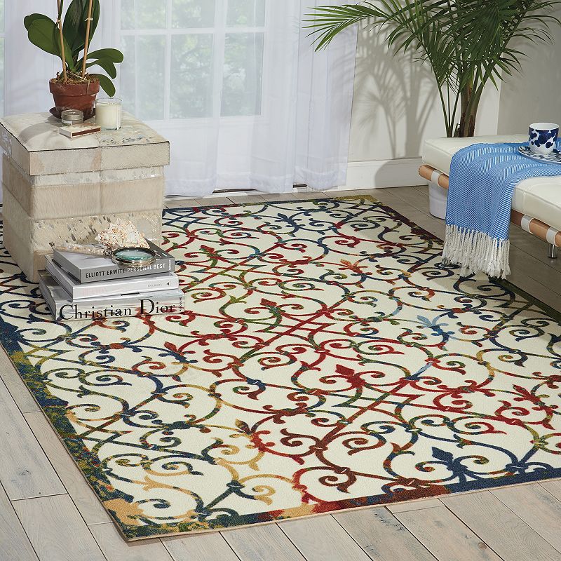 Nourison Home and Garden Caged Scroll Indoor Outdoor Rug