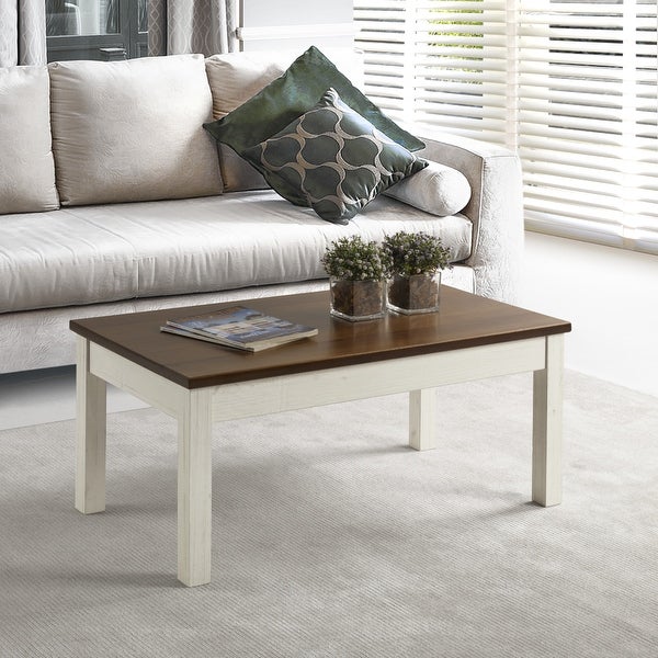 Wood Coffee Table White Distressed