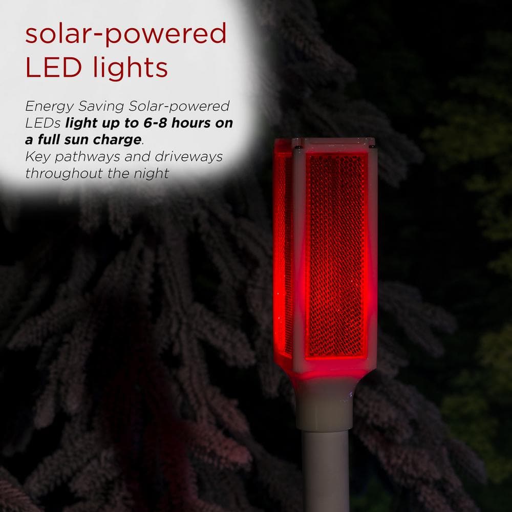 Alpine Corporation 43 in. Tall Outdoor Solar Powered Driveway Markers with Red LED Lights (Set of 2) SLC104SLR-RD-2